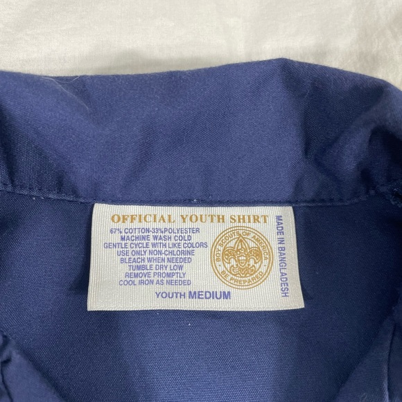 Boys Scouts Of America Youth Blue Short Sleeve Button Up Shirt M - Picture 6 of 10